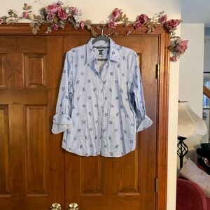 Chaps Blue Floral Button-Up Shirt, size XL, like new condition.